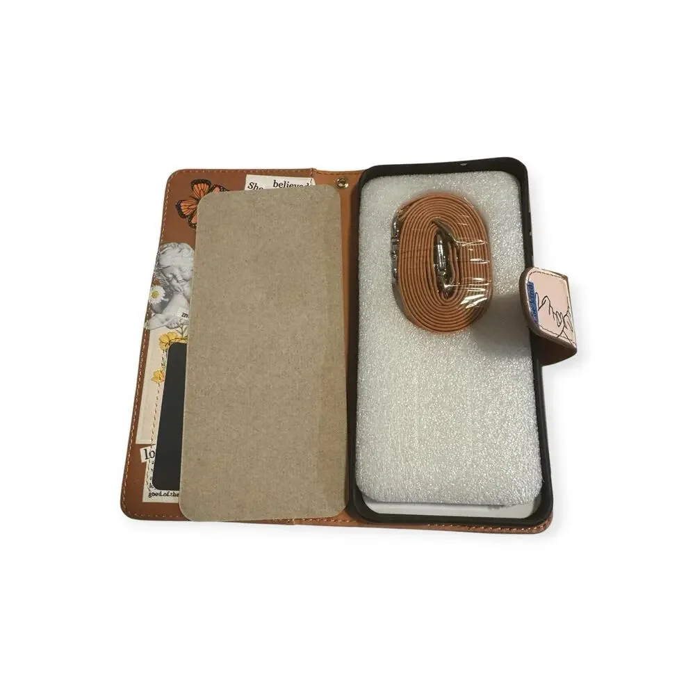 Buleens Samsung Galaxy S23 Plus Wallet Case Women Crossbody Strap Angel Floral